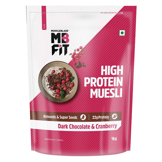 MUSCLEBLAZE HIGH PROTEIN MUESLI DARK CHICOLATE & MUESLI 1KG