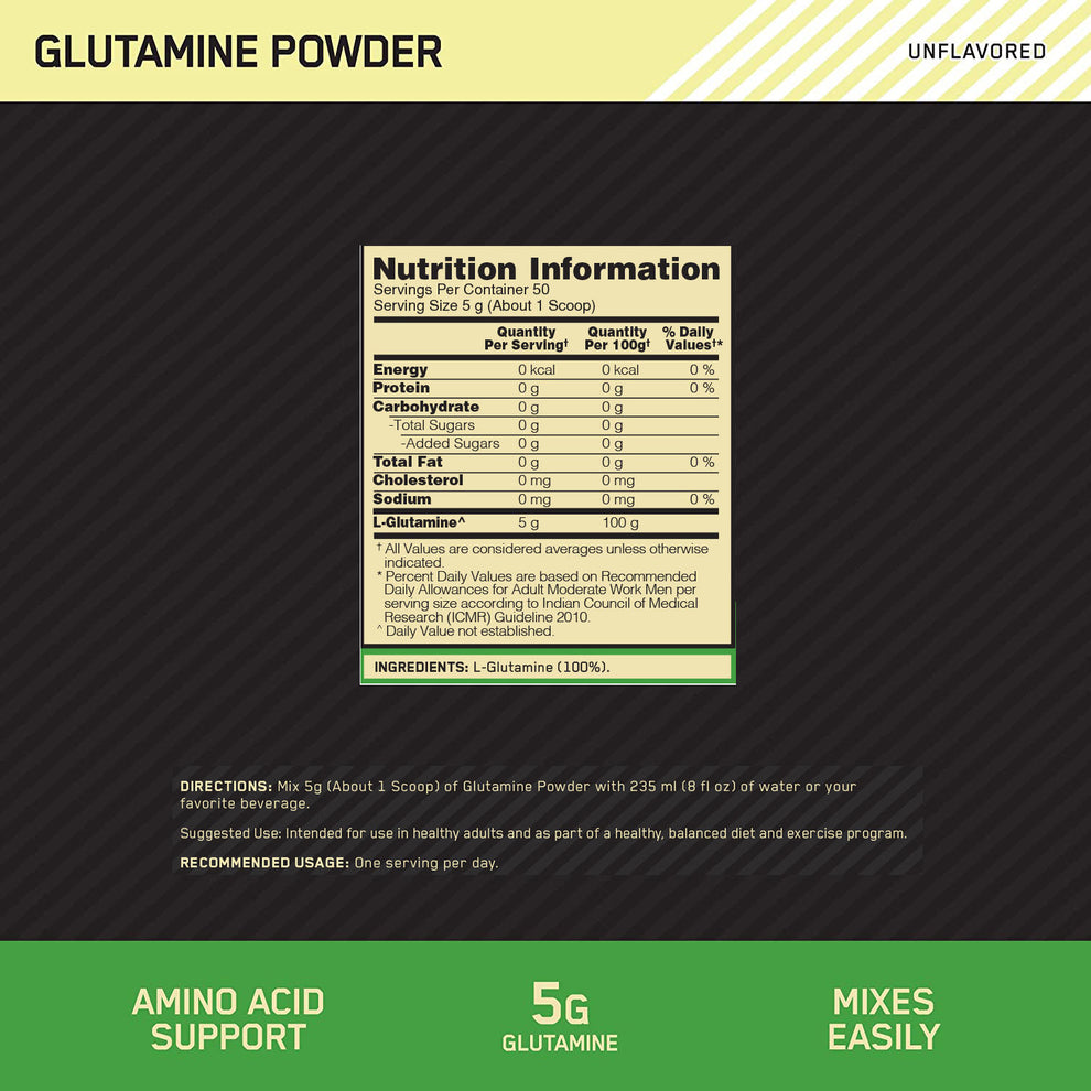 OPTIMUM NUTRITION GLUTAMINE 250 GRAM