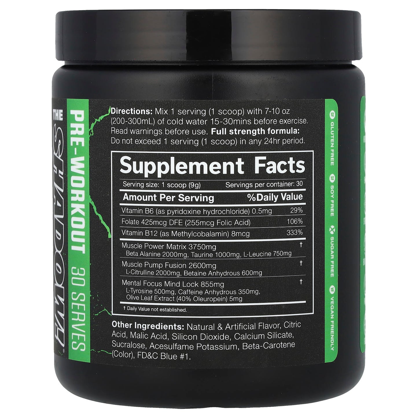 THE SHADOW PRE WORKOUT 30 SERV GREEN APPLE