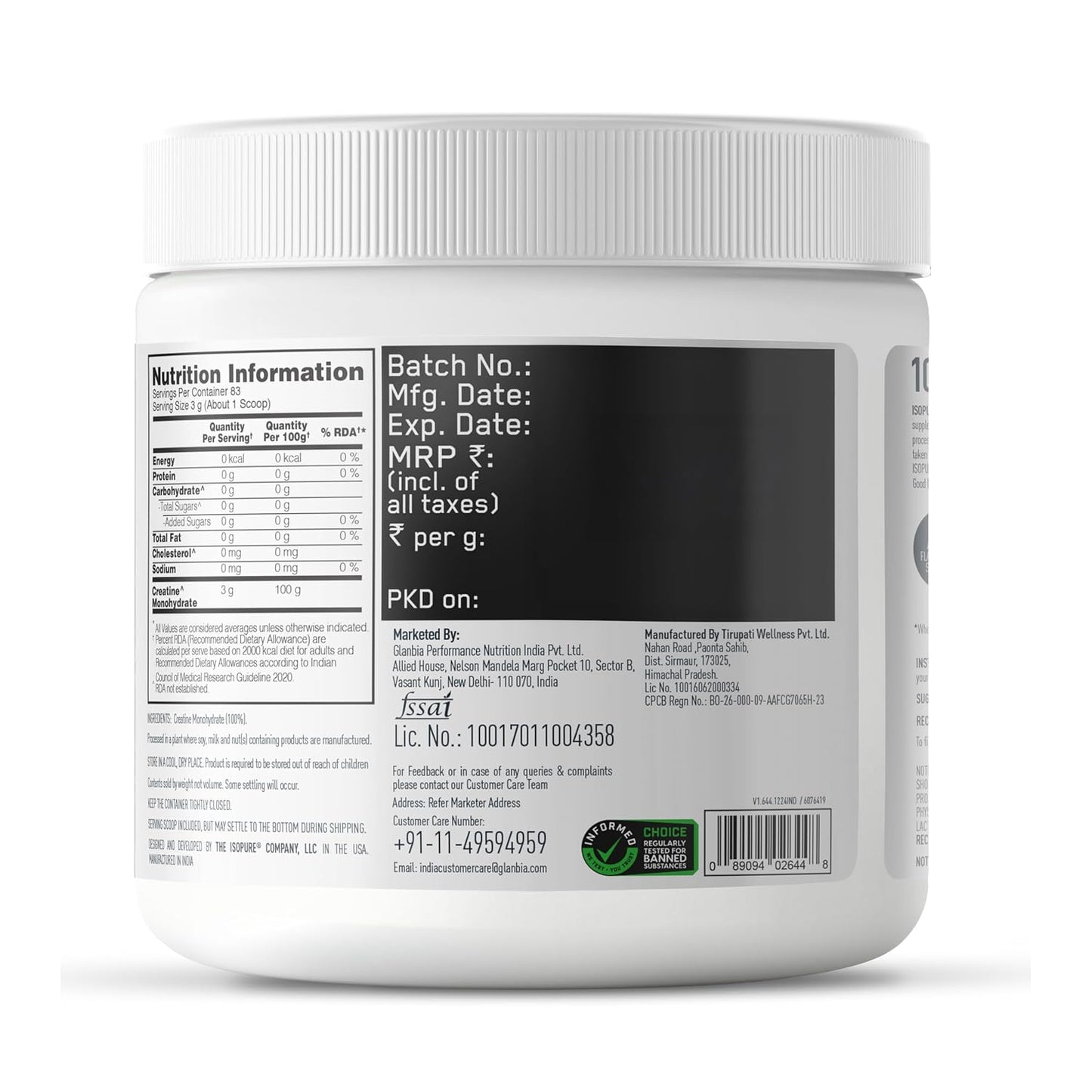 ISOPURE CREATINE 250 GRAM
